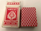 VINTAGE MINI DECK OF PLAYING CARDS ROYAL PLASTIC COATED 1.75" RED & WHITE
