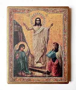 Christian Orthodox Icon Resurrection of Christ, Handmade, Board, 18.5x14.5cm - Picture 1 of 9