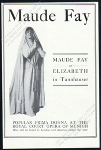 1914 Maud Fay foto ópera canto recital gira reserva vintage comercio anuncio impreso - Imagen 1 de 7