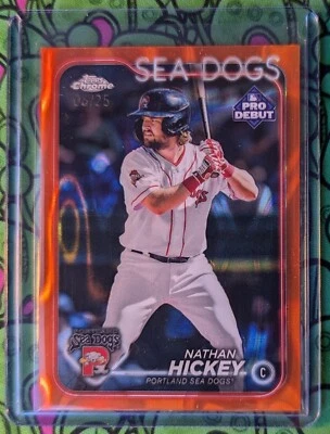 NATHAN HICKEY ⚾ 2024 Topps Pro Debut PDC-56 CHROME 🔥 ORANGE LAVA Refractor /25 - Image 1 of 2