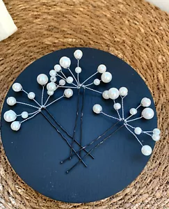 Hair accessories beads ivory hairpins bridal bridal jewelry bridal hairstyle wedding - Picture 1 of 14