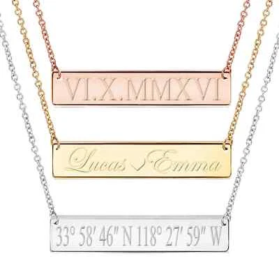 Personalized Gold Bar Name Necklace – Custom Engraved Gift for Women Her - Image 1 of 4