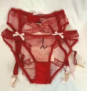Vintage Agent Provocateur Edita Brief & Suspender Red Lace Small AP 2 8-10 BNWT - Picture 1 of 12