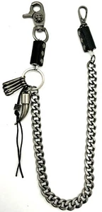 Gun Metal Heavy 24" Wallet Chain Motorcycle Skull Trucker Punk Safety Keychain - Picture 1 of 1