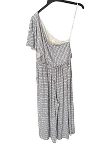 Anthropologie Maeve White & Black JAMIE One Shoulder Wide Leg Jumpsuit Size S - Picture 1 of 4