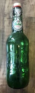 Old Vintage Grolsch 1.5 Liter Green Beer Bottle w/Porcelain Swing Top Lid