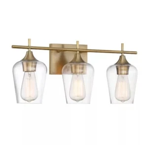 Savoy House Octave 3-Light Vanity Light Warm Brass 21" w/ Clear Glass Shades New - Picture 1 of 5