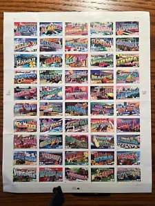 2001 USPS GROSSE BRIEFMARKEN STAAT 37 Cent Volles Blatt neuwertig nie klappbar 1E - Bild 1 von 7