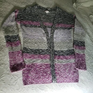 Cat Jack Girls XL 14-16 Open Cardigan Gray Lavender Black - Picture 1 of 8