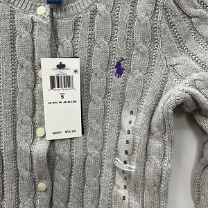 Polo Ralph Lauren Sweater Girls Size 5 Gray Button Front Long Sleeve