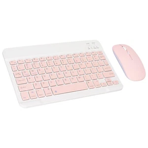 (Pink)10 Inch Tablet Keyboard And Mouse Combo Portable Ultra Slim Rechargeable - Picture 1 of 12