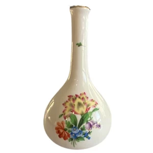 Herend Hand-Painted Floral Vintage Porcelain Small Size Bud Vase 5.25'" signed - Picture 1 of 6