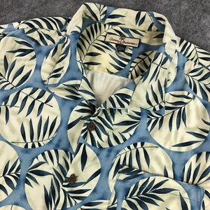 Tommy Bahama Mens SILK Button Up Shirt XL Blue Hawaiian Tropical Short Sleeve - Picture 1 of 10