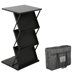 Foldable Counter with Steel Literature Holder Carrying Bag Magazine Rack Black - Picture 1 of 8