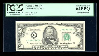 DBR 1985 $50 FRN San Francisco Fr. 2122-L PCGS 64 PPQ Serial L38397767A - Image 1 of 2