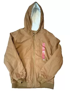 Chaqueta Bomber Lee Sherpa Forrada Para Hombres Grande Marrón Tabaco Pato Lona Con Capucha Trabajo - Imagen 1 de 5