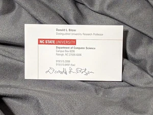 Donald Bitzer Autograph Business Card Co Inventor PLASMA Display Father of PLATO - Picture 1 of 1