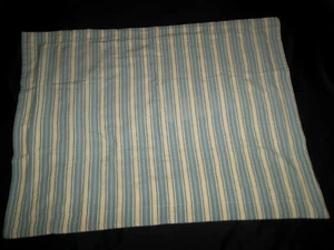 Ralph Lauren Standard Sham Blue Cream Stripe Snap Close Vintage Blue Gold Label - Picture 1 of 12