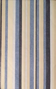 Elrene Coastal Blue Beige Striped Vinyl Flannel Back Tablecloth 52 Square - Picture 1 of 3