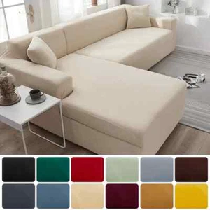 Sofa Covers Elastic Corner Longue Cover Slipcover Chair Protector 1/2/3/4 Seater - Picture 1 of 45