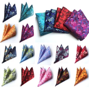 Men’s Bright Color Floral Print Handkerchief Hanky Party Gentlemen Pocket Square - Picture 1 of 25