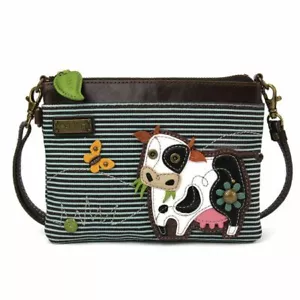 New Chala Mini Crossbod Bag Pleather Small Purse Convertible COW Blue Stripes - Picture 1 of 5