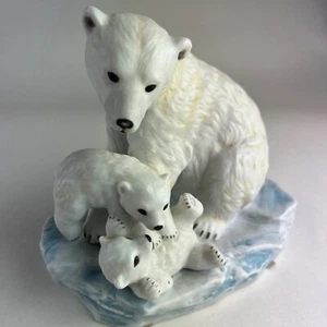 Homco Oso Polar y Cachorros Obra Maestra Porcelana Especies en Peligro 1993 Firmado - Imagen 1 de 7