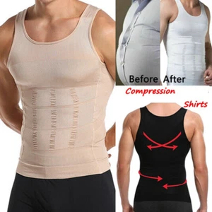 Men Slimming Body Shaper Abdomen Compression Corset Exercise Tank Top Vest Sport - Picture 1 of 36