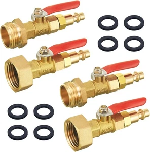 4 Stück RV Winterize Ausblasadapter Set Messing 1/4" Schnellstecker 3/4" Schlauchverschraubungen - Bild 1 von 12