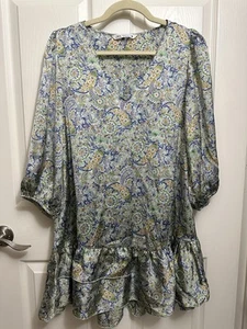 ZARA Satin Babydoll Dress Paisley Print Festival Fancy Cottage-core  Size M - Picture 1 of 12