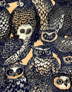 MCM Owl Vintage Wallpaper Christopher Prints NY 28" x 15.5 Yards NOS - Picture 1 of 9
