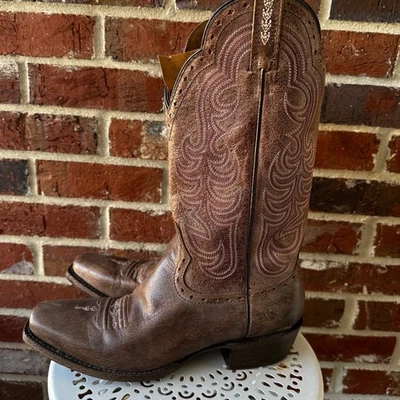 Ariat女式10015377复古棕色方头西部女牛仔靴9.5B — 第 1/4 张图片