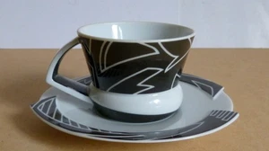 ROSENTHAL KÜNSTLERTASSE NR. 5 DOROTHY HAFNER KAFFEEGEDECK SCHWARZ/WEISS - Foto 1 di 7