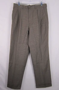 Lauren Ralph Lauren Wool Pants Beige Tan Size 34x32 Pleated Cuffed - Picture 1 of 7