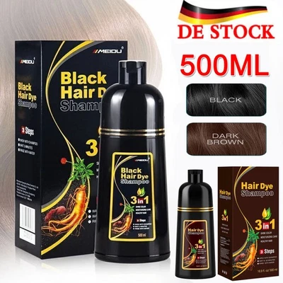 IIIMEIDU Haarshampoo 500ML Haarfarbe Schwarz /Dunkelbraun Haarfärbeshampoo Männer Frauen