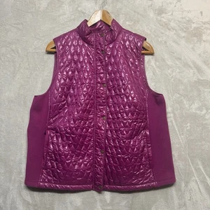 Talbots Weste Damen Größe 2X lila Steppjacke Reißverschluss Druckknopf Strickbesatz Stehkragen - Bild 1 von 10