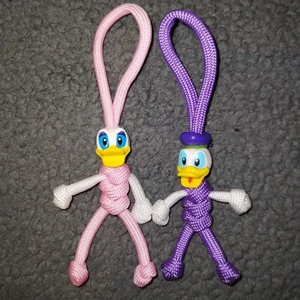 (2) Donald Daisy Duck Disney Paracord Buddy Keyring Keychain UK Handmade Figure - Picture 1 of 9