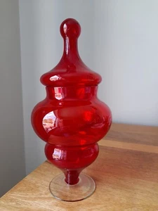 Vintage 1960's Empoli Glass Lidded Jar - Picture 1 of 7