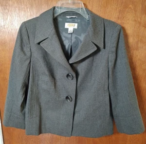 Talbots Petites size 6P stretch wool gray 2-button blazer- fabric made in Italy - Picture 1 of 7