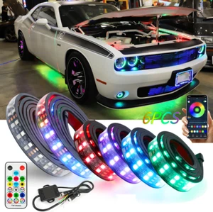 6PCS Underglow Double Row RGB LED Strip Lights For Dodge Challenger SXT RT SRT - Bild 1 von 17