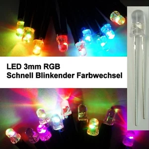 10 Stück LED 3mm RGB Rainbow Schneller Farbwechsel Modellbau Kirmesbeleuchtung - Picture 1 of 1