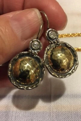 ❤️SHABLOOL Israel Earrings Sterling 925 With 14Kt Gold Chandelier NWT - Image 1 of 4