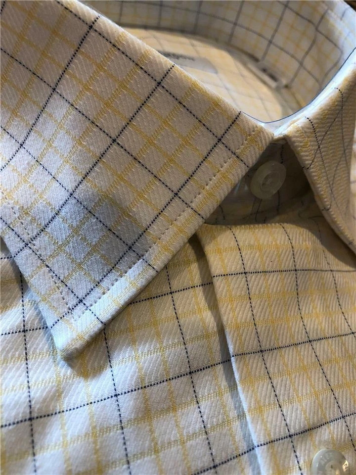 CAMISA DE VESTIR ALEX CANNON 16.5/32-33 ALGODÓN BLANCO AMARILLO NUEVA CON ETIQUETAS Foto 1 de 1