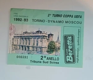 Ticket Stadio Calcio Biglietto   Torino Italia Dinamo Mosca Russia 1992-1993 C.U - Foto 1 di 2