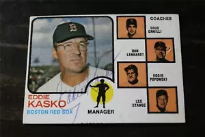 TARJETA AUTOG'D EDDIE KASKO FALLECIDO 1973 TOPPS BOSTON RED SOX - Imagen 1 de 1