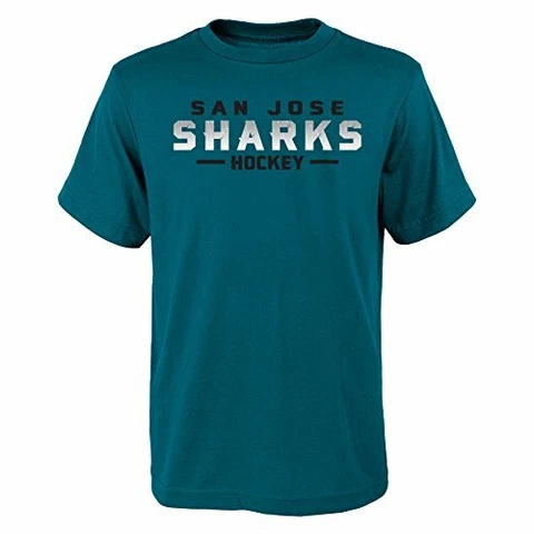 Outerstuff NHL San Jose Sharks Youth Boys Glacial Short Sleeve Tee, Medium(5 Cover