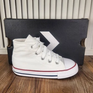 Converse Chuck Taylor All Star Hi Infant Size 9 Optical White Canvas Shoes 7J253 - Picture 1 of 11