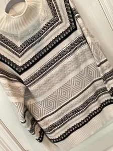 Chaps Sweater Womens Striped Cotton Acrylic Knit Mock Neck Long Sleeve 1x - Picture 1 of 5