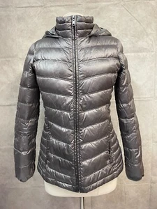 G.H. Bass & Co. Jacket Womens Gray Puffer Goose Down Hooded Full Zip Size S - Picture 1 of 8