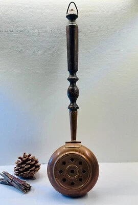 Chaufferette / bassinoire ancienne en cuivre - Lecellier Villedieu - Photo 1/4